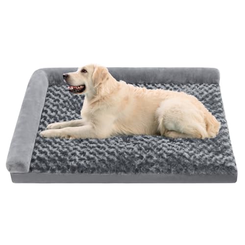 Waschbare XXL-Hundebett-Matte, weiches Hundebett mit L-förmiger Nackenrolle, gemütliches Plüsch-Haustierbett mit rutschfester Unterseite Waschbare XXL-Hundebett-Matte, weiches Hundebett mit L-förmiger Nackenrolle, gemütliches Plüsch-Haustierbett mit rutschfester Unterseite von FurryWee