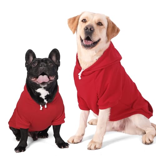 Furryilla Haustier Kleidung für Hund, Hund Hoodies Sweatshirt mit Leine Loch für mittlere große Hunde（Rot-2XL） von Furryilla