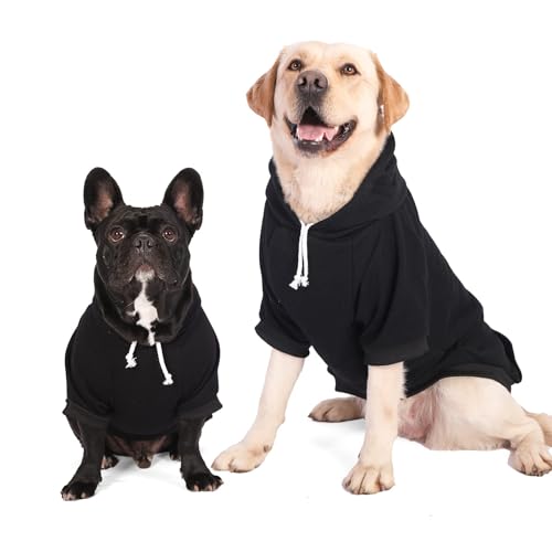 Furryilla Haustier Kleidung für Hund, Hund Hoodies Sweatshirt mit Leine Loch für mittlere große Hunde（Schwarz-2XL） von Furryilla