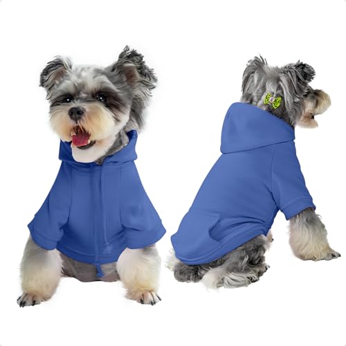 Furryilla Haustier Kleidung für Hund, Hundekapuzen Sweatshirt mit Kapuze und Taschen für kleine Hunde(Blau-S) von Furryilla