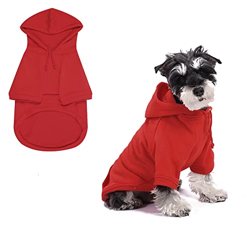 Furryilla Haustierkleidung für Hunde, Hunde-Hoodies-Sweatshirt mit Kapuze und Taschen für kleine Hunde (roter Hunde-Kapuzenpullover, groß) von Furryilla