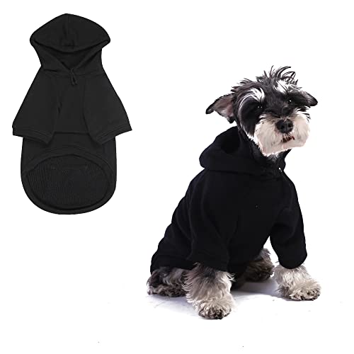 Furryilla Haustierkleidung für Hunde, Hunde-Hoodies-Sweatshirt mit Kapuze und Taschen für kleine Hunde (schwarzer Hunde-Kapuzenpullover, XS) von Furryilla