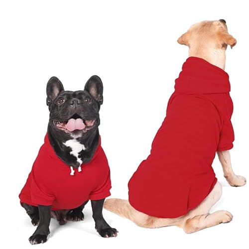 Furryilla Haustierkleidung für Hunde, Hunde-Kapuzen-Sweatshirt mit Loch für die Leine für mittelgroße und große Hunde (roter Hunde-Kapuzenpullover, Größe XL) von Furryilla