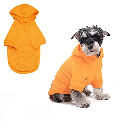 Furryilla Haustierkleidung für Hunde, Hunde-Kapuzenpullover Sweatshirt mit Kapuze und Taschen für kleine Hunde (Orange Dog Hoodie, Large) von Furryilla
