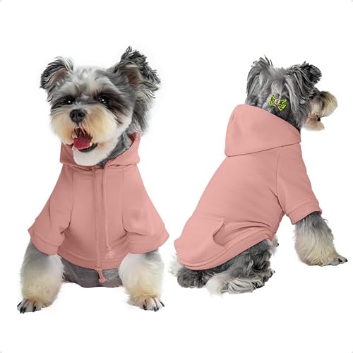 Furryilla Haustierkleidung für Hunde, Hunde-Kapuzenpullover mit Kapuze und Taschen für kleine Hunde (Rose, Größe M) von Furryilla