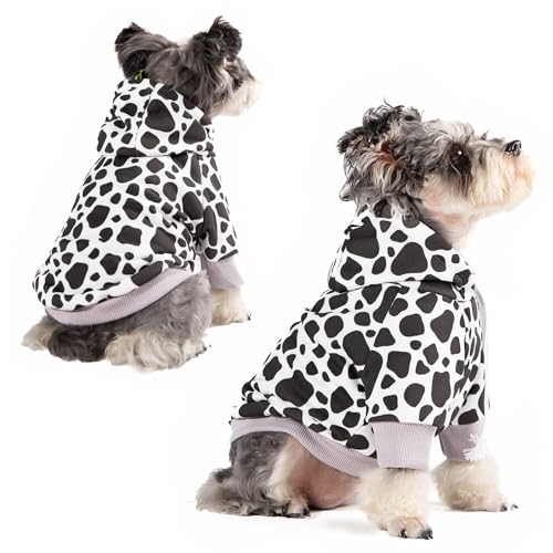 Furryilla Warme Baumwollkleidung für kleine Hunde Mädchen Junge, Puppy Dog Hoodies Kostüme Sweatshirts Französische Bulldogge Kleidung für kleine Rasse Haustiere Hund Pjs-Cow Hoodie-L von Furryilla
