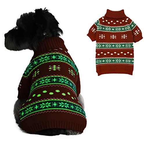 Furryilla Weihnachtspullover für kleine Hunde, mit leuchtendem Muster und Geschirrloch, Rollkragen, hässlicher Weihnachten, roter Pullover, Winterpullover für Chihuahua, XXS und kleine Hunde, Katzen von Furryilla