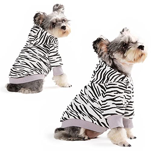 Furryilla Welpen-Hunde-Kapuzenpullover aus Baumwolle, warme kleine Hundekleidung für kleine Hunde, Mädchen, Jungen, Furryilla, Welpen, Hunde, Kostüme, Haustiere, Hunde-Schlafanzüge (L Zebra) von Furryilla