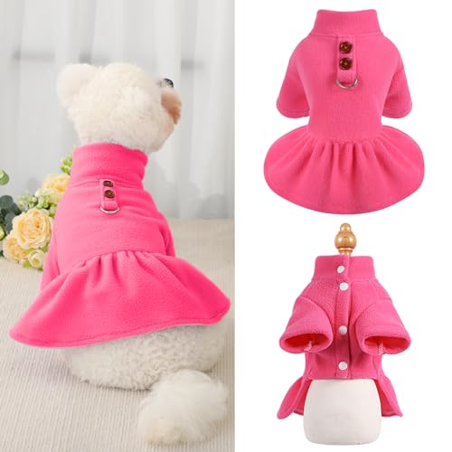 Fleece Hundekleid mit Geschirr Hundekleider für kleine Hunde Winter Hundekleidung für kleine Hunde Mädchen Süße Prinzessin Geburtstag Hundekleider für extra kleine Hunde Chihuahua Yorkie Haustier von Furrymong