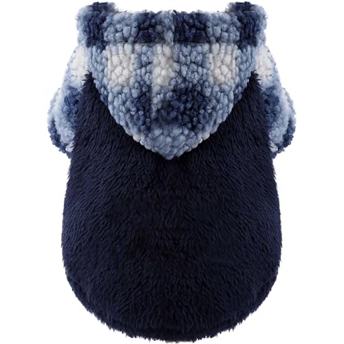 Fleece-Hundepullover, Kapuzenpullover, Sweatshirts, warm, flauschiger Samt, Winterkleidung für kleine Hunde, Mädchen und Jungen (braunes Karomuster, Größe XXS) von Furrymong
