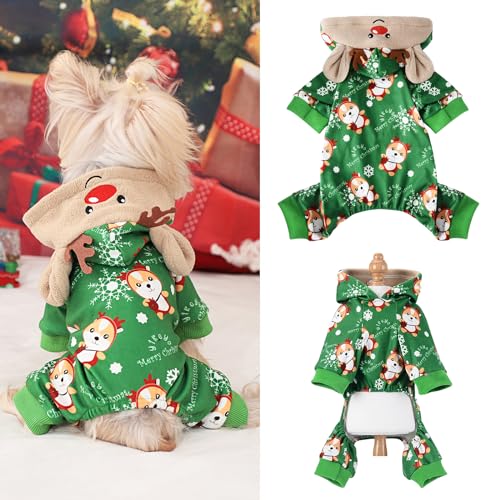 Weihnachtspullover für Hunde, Weihnachtspyjama, Kleidung, Hunde-Weihnachtspullover für kleine Hunde, Weihnachtspullover, Outfits, Welpenrentier, Größe XXS von Furrymong