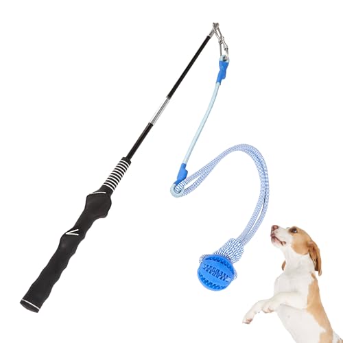Flirt Pole für Hunde Interaktives Hundespielzeug für große, mittelgroße und kleine Hunde, Sport-Hunde-Teaser-Stange zum Tauziehen, Flirtstange mit Köderball (Standardstange + elastisches Seil) von Furtent