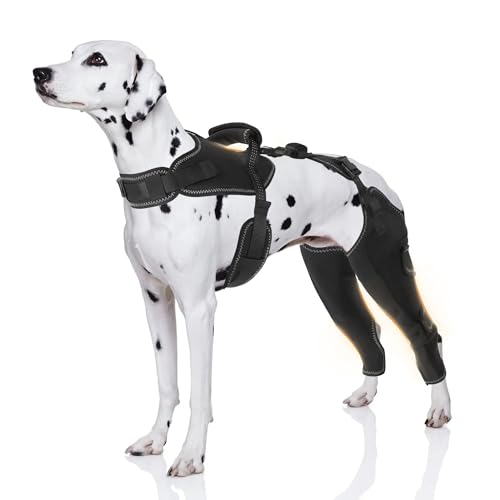 Furtent ACL-Bandage für Hunde am Hinterbein, bietet Gelenkschutz und Wärme, verbessertes verstellbares Bein und Hüfte, Hunde-Hinterbein-Wickelgeschirr-Set für Bein-Wundpflege und Leckprävention, Größe von Furtent