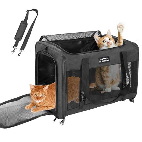 Haustier-Tragetasche für große Katzen, 11,3 kg, Netzstoff, Haustier-Tragetaschen für Welpen, zwei kleine Katzen, Kaninchen, mit Schultergurt und abnehmbarer Matte, tragbar, zusammenklappbar, für von Furtent