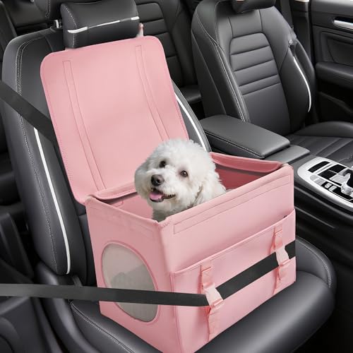 Hunde-Autositz für kleine Hunde unter 5,9 kg, Haustier-Sitzerhöhung mit Aufbewahrungstasche, faltbares Reise-Autobett für Welpen oder Katzen, Rosa Hunde-Autositz für kleine Hunde unter 5,9 kg, Haustier-Sitzerhöhung mit Aufbewahrungstasche, faltbares Reise-Autobett für Welpen oder Katzen, Rosa von Furtent