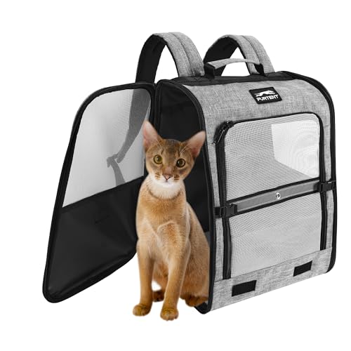 Katzenrucksack, Tragetasche, Haustier-Rucksack für kleine Hunde und mittelgroße Katzen, Katzen-Büchertasche, kleiner Hundetragerucksack für Wandern, Camping, Kätzchen-Rucksack mit atmungsaktivem von Furtent