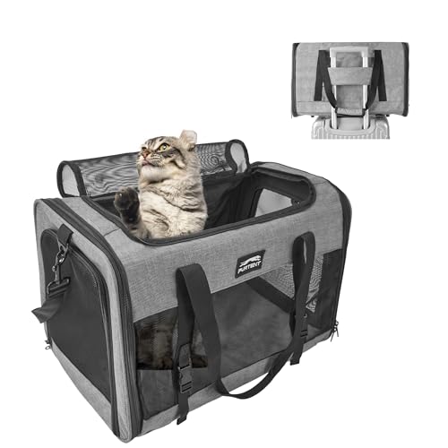 Katzentragetasche für kleine, mittelgroße Hunde und große Katzen, weiche Seiten, Haustier-Reisetasche, zusammenklappbare Katzentasche, 0-11,3 kg, Welpen-Kätzchen-Tragetasche, Grau Katzentragetasche für kleine, mittelgroße Hunde und große Katzen, weiche Seiten, Haustier-Reisetasche, zusammenklappbare Katzentasche, 0-11,3 kg, Welpen-Kätzchen-Tragetasche, Grau von Furtent