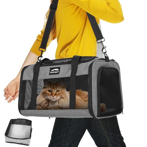Tragetasche für Hunde und Katzen, weich, für kleine, mittelgroße und große Katzen, Welpen, Reisen, langlebig, tragbar, faltbar, von Fluggesellschaften zugelassen, mit Katzentoilette, Dunkelgrau Tragetasche für Hunde und Katzen, weich, für kleine, mittelgroße und große Katzen, Welpen, Reisen, langlebig, tragbar, faltbar, von Fluggesellschaften zugelassen, mit Katzentoilette, Dunkelgrau von Furtent
