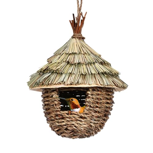 Furtryvl Kolibri-Haus zum Aufhängen im Freien, Vogelnesttasche und Roosting-Taschen, handgewebtes Kolibri-Nest, großes Zaunkönig-Fink-Vogelhaus für Gartenfenster, Outdoor-Dekoration von Furtryvl