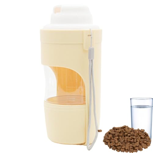 Furtryvl Reise-Hunde-Wasserflasche, Mehrzweck-Wasserspender für Haustiere, Trink-Futterspender, transparenter Hunde-Reise-Wasserspender, Hunde-Wassernapfspender für Spaziergänge, Wandern von Furtryvl