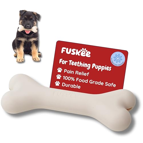 Fuskee SimplBone Silikon Hundespielzeug - Haltbare Nude Farbe Welpen Zahnen Spielzeug, Einfrierbar und Beruhigend, Lebensmittelqualität Silikon Kauspielzeug für Welpen, Ideal für Zahnungsentlastung von Fuskee