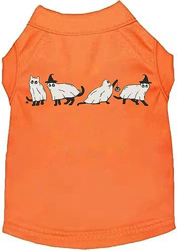 Futmtu Happy Halloween Hunde-Shirts, Herbsthexe, Kürbis, Hundeknochen, bedruckt, Kostüm, Weste für kleine Hunde, Welpen, T-Shirt (728-orange, Größe L) von Futmtu