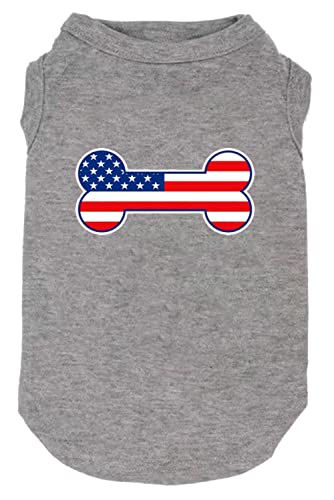 Futmtu Hunde-Shirt mit amerikanischer Flagge, Eis am Stiel 4. Juli, lustiges Grafik-Welpenkleidung, Hunde-T-Shirt (klein, grau-3) von Futmtu