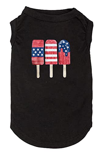 Futmtu Hunde-Sommer-Shirt, Motiv: amerikanische Flagge, Popsicle 4. Juli, lustige Grafik-Hundekleidung, Hunde-T-Shirt, Größe L, Schwarz von Futmtu