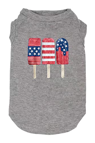 Futmtu Hunde-Sommer-Shirt mit amerikanischer Flagge am Stiel, 4. Juli, lustig, Größe XL, Grau von Futmtu