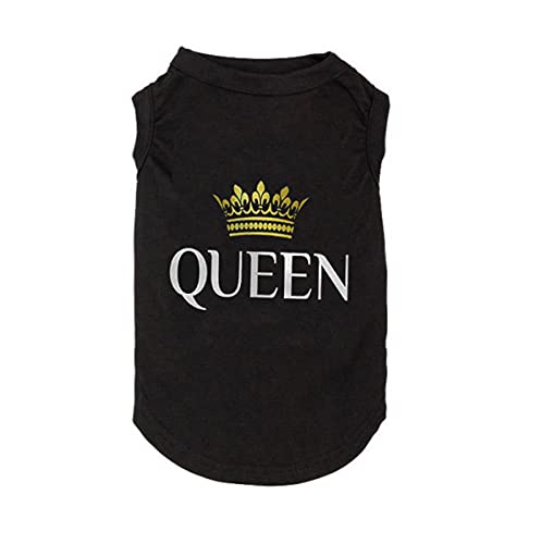 Futmtu King and Queen Hunde-Shirts, lustiger Buchstaben-Druck, Kostüm, Hoodies für Hunde, Welpen, T-Shirt, Haustierkleidung (Queen-Shirt, Medium) von Futmtu