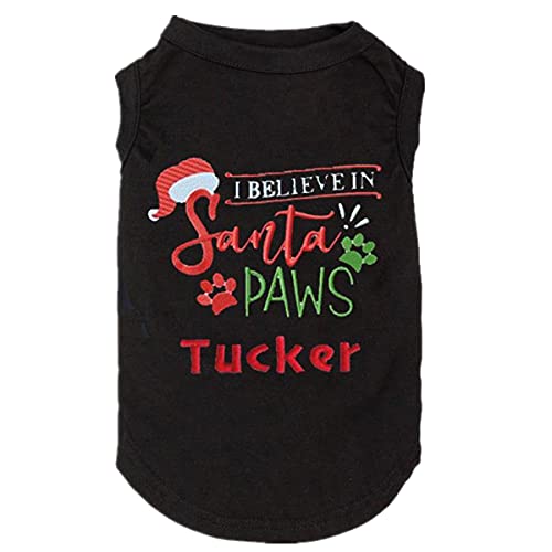 Futmtu Merry Christmas Hunde-Shirts, niedliche Hundekleidung, bedrucktes Welpen-Shirt, Haustier-T-Shirt für kleine und große Hunde, Weihnachtsgeschenk für Hund und Katze (schwarz 1, X-Large) von Futmtu