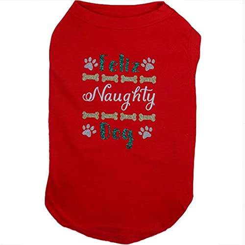 Futmtu Merry Christmas Hunde-Shirts, niedliche Hundekleidung, bedrucktes Welpen-Shirt, Haustier-T-Shirt für kleine und große Hunde, Weihnachtsgeschenk für Hunde und Katzen, Rot, Größe M von Futmtu