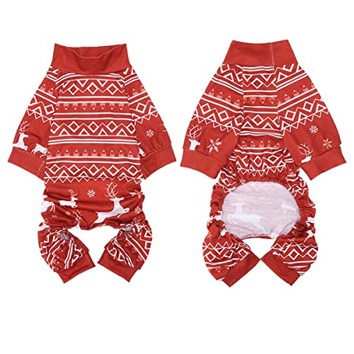 Futmtu Weihnachts-Hunde-Pyjama, weiches Material, dehnbar, Einteiler für Hunde, Weihnachtsgeschenk (M, B) von Futmtu
