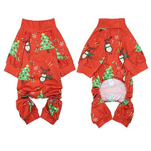Futmtu Weihnachts-Hunde-Pyjama, weiches Material, dehnbar, Einteiler für Hunde, Weihnachtsgeschenk (M, F) von Futmtu
