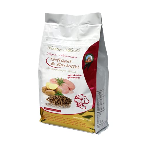 Allergiker Hundefutter Trockenfutter. Mit Geflügel & Kartoffel. 10kg Sack - Praktisch da Wiederverschließbar. Getreidefreies Hundefutter trocken in Spitzenqualität von Futter Shuttle