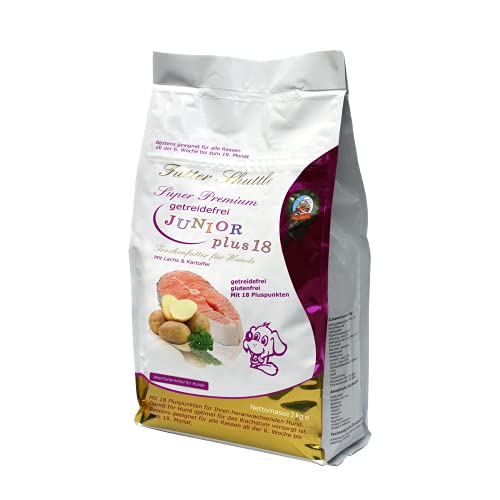 Futter Shuttle Plus 18 – Getreidefreies Welpenfutter Trockenfutter | Premiumqualität für optimales Wachstum | Für Welpen ab der 6. Woche bis zum 18. Monat (3kg) von Futter Shuttle
