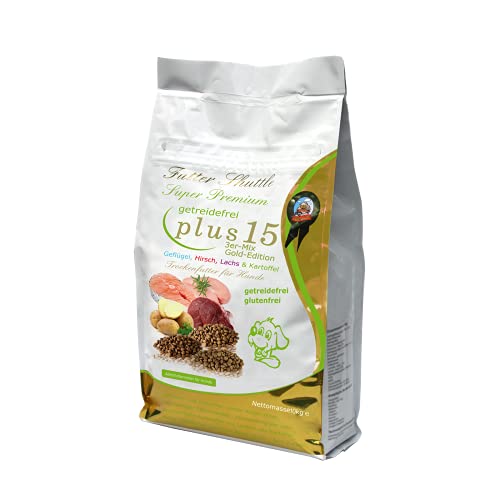 Futter-Shuttle - Getreidefreies Hundefutter Plus 15 - Mit 3 vers. Proteinquellen - Hunde Trockenfutter ohne Getreide der Superlative! - Geflügel, Hirsch & Lachs von Futter Shuttle