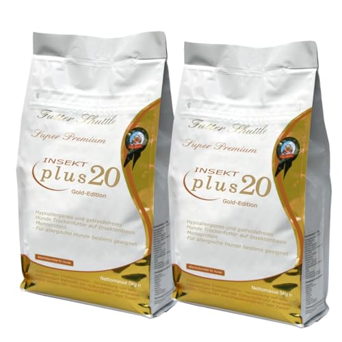 Futter-Shuttle - Plus20 (2 x 5 kg Sack) - Hypoallergenes Hunde Trockenfutter auf Insektenbasis - Allergiker Hunde Trockenfutter Getreidefrei Plus 20 von Futter Shuttle