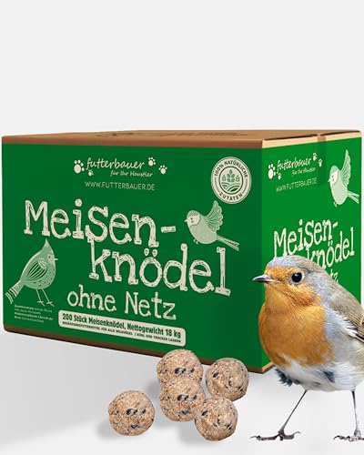 Futterbauer Meisenknödel 200 Stück ohne Netz, Hochwertige Meisenknödel für Wildvögel, ca. 90 g je Knödel, mit Vitaminen & Fetten von Futterbauer