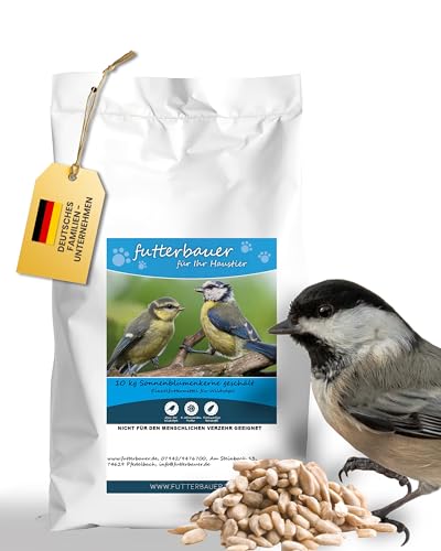Futterbauer 10 kg Geschälte Sonnenblumenkerne für Vögel, 100% Natur, Nährstoffreiche Energiequelle für Wildvögel, Ohne Schalen & Abfall, Ideal für Futterstellen, Frisch & Hochwertig, Ernte 2024 von Futterbauer