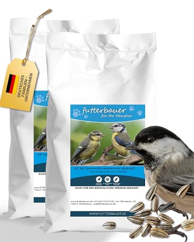 Futterbauer 2 x 10kg gestreifte Sonnenblumenkerne für Vögel, 100% Natur, Nahrhafte Energiequelle für Wildvögel, Frisch und reich an Nährstoffen, Ideal für Vogelfutter Stationen, Ernte 2024 von Futterbauer