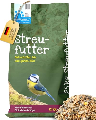 Futterbauer 25kg Winterstreufutter für Vögel, Premium Wildvogelfutter für den Winter, Energiereiches Streufutter für Wildvögel von Futterbauer