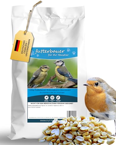 Futterbauer Erdnüsse blanchiert 25 kg, Weiße & schalenlose Erdnusskerne für Wildvögel & Eichhörnchen, Ambrosia kontrolliert, hochwertiges Vogelfutter von Futterbauer