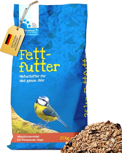 Futterbauer Fettfutter 25 kg, Energiereiches Ergänzungsfutter für Wildvögel, Unterstützt Wärmehaushalt, Ideal für Weichfresser von Futterbauer
