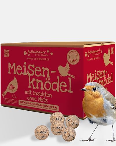Futterbauer Meisenknödel 200 Stück ohne Netz Plus Insekten, Energiereiche Meisenknödel mit Insekten für Wildvögel, ohne Netz, ca. 90 g je Knödel, mit Vitaminen & Fetten Futterbauer Meisenknödel 200 Stück ohne Netz Plus Insekten, Energiereiche Meisenknödel mit Insekten für Wildvögel, ohne Netz, ca. 90 g je Knödel, mit Vitaminen & Fetten von Futterbauer