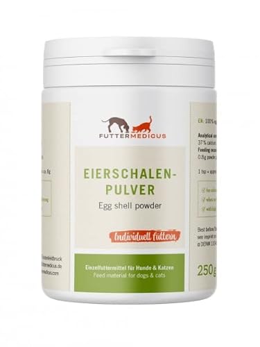 Futtermedicus Eierschalen-Pulver | 250 g | Ergänzungsfuttermittel für Hunde und Katzen | Als Barf Zusatz für Hunde und Katzen geeignet | Zur Deckung des Calcium-Bedarfs von Futtermedicus