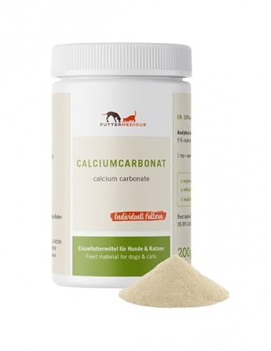 Futtermedicus Calciumcarbonat | 200 g | Ergänzungsfuttermittel für Hunde & Katzen | Zum BARFen ohne Knochenfütterung | Bei ernährungsbedingtem Calciummangel | 36% Calciumgehalt von Futtermedicus