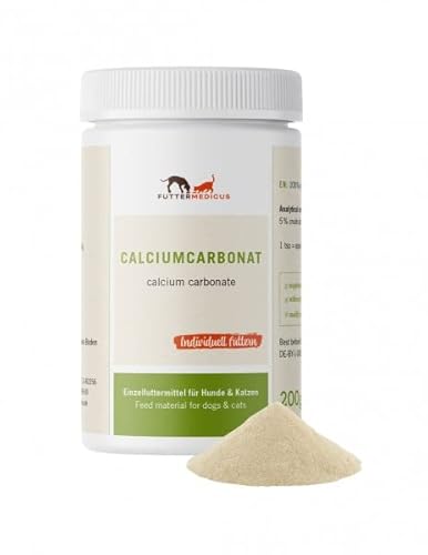 Futtermedicus Calciumcarbonat | 200 g | Ergänzungsfuttermittel für Hunde & Katzen | Zum BARFen ohne Knochenfütterung | Bei ernährungsbedingtem Calciummangel | 36% Calciumgehalt von Futtermedicus