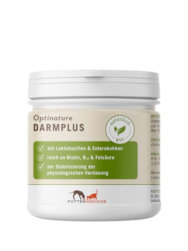 Futtermedicus Optinature DarmPlus | 80 g | Diätergänzungsfuttermittel für Hunde & Katzen | Zur Unterstützung der physiologischen Verdauung | Enthält präbiotische Fasern von Futtermedicus
