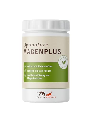 Futtermedicus Optinature MagenPlus | 150 g | Ergänzungsfuttermittel für Hunde | Zur Unterstützung der Magenschleimhautfunktion | Bei magensensiblen Tieren, Schmatzen und Aufstoßen von Futtermedicus